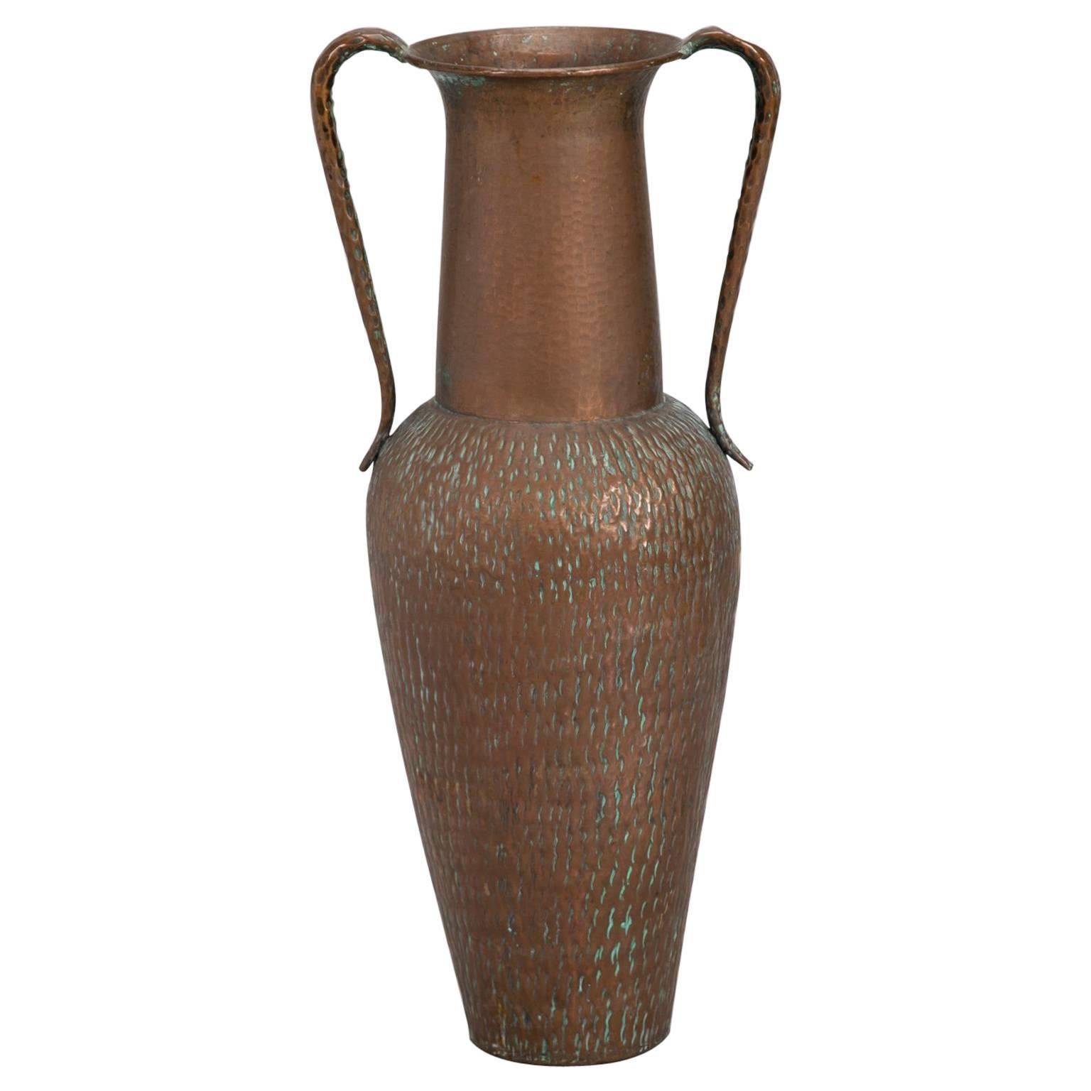 Tall Italian Hammered Copper Vase