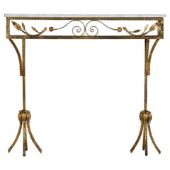 Gilt Iron Wall Hung Console with Marble Top