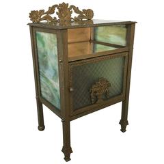 19th Century Art Nouveau Slag Glass Bronze Side Table