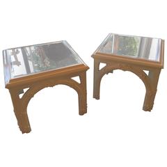 Pair of Vintage Serge Roche Style End Side Tables New White Lacquer Palm Beach 4