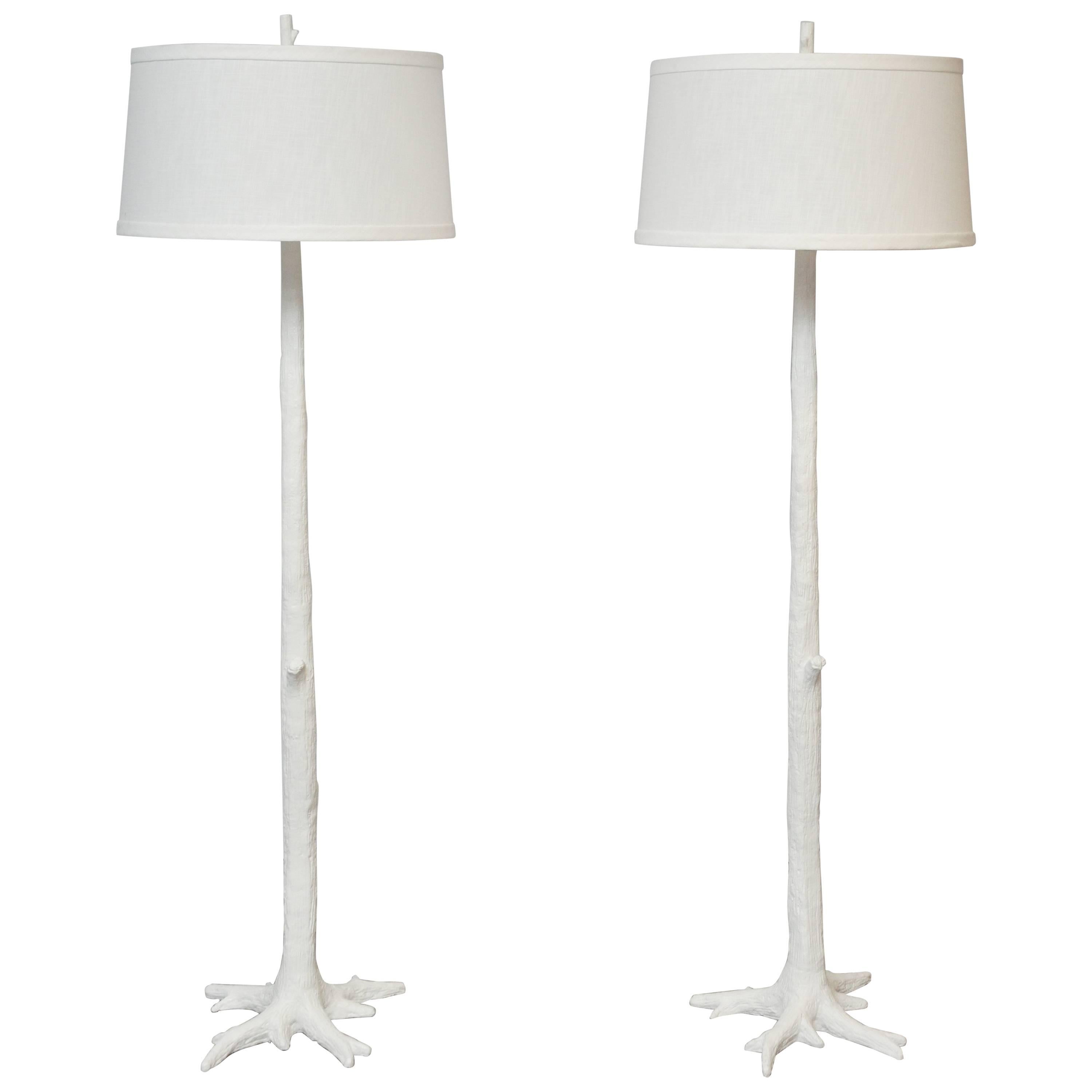 Pair of Serge Roche Style Faux Bois Floor Lamps