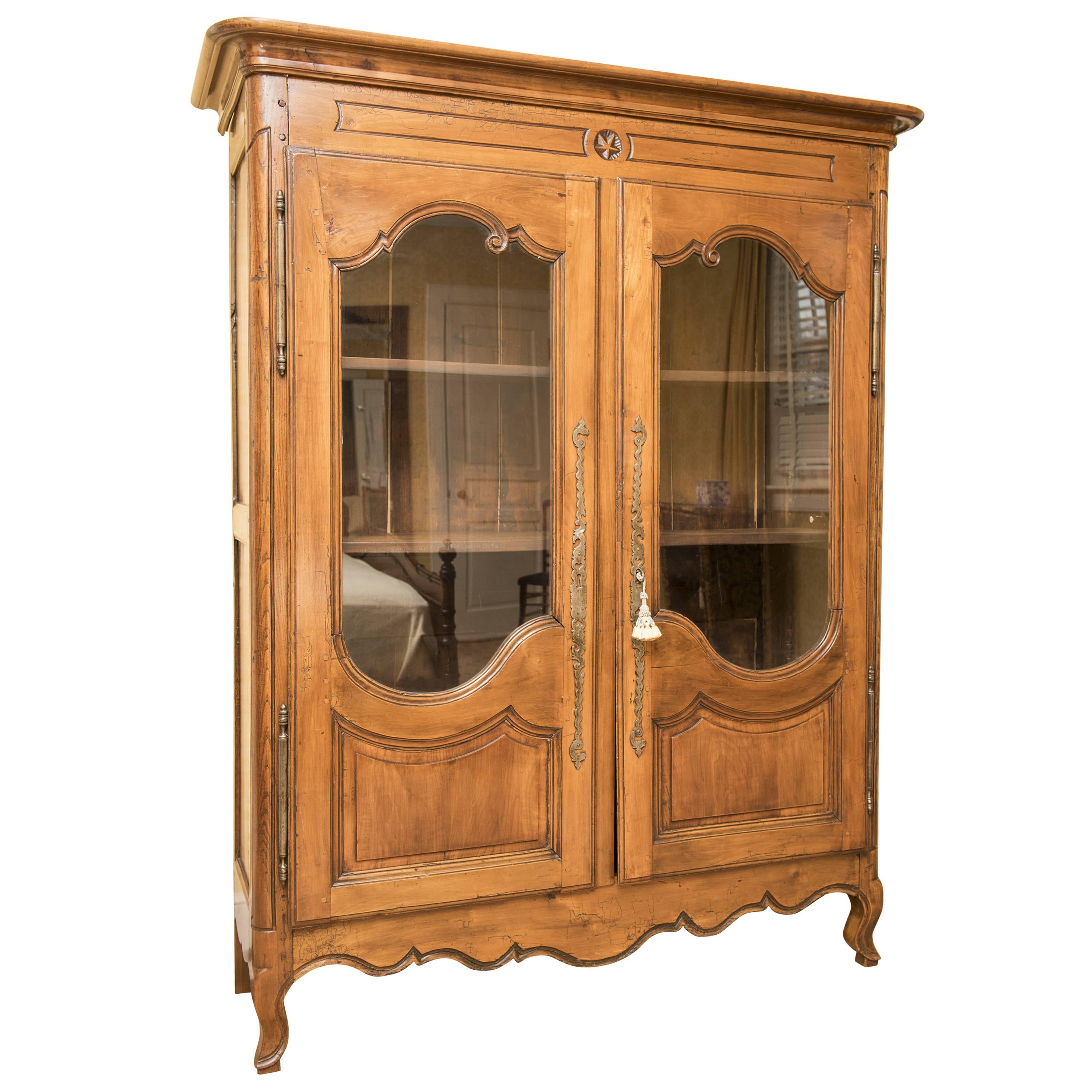 Glass Front French Armoire For Sale
