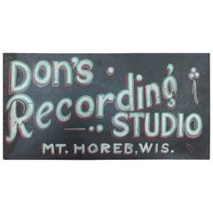 1930s Hand-Painted Masonite Sign "Recording Studio" 4