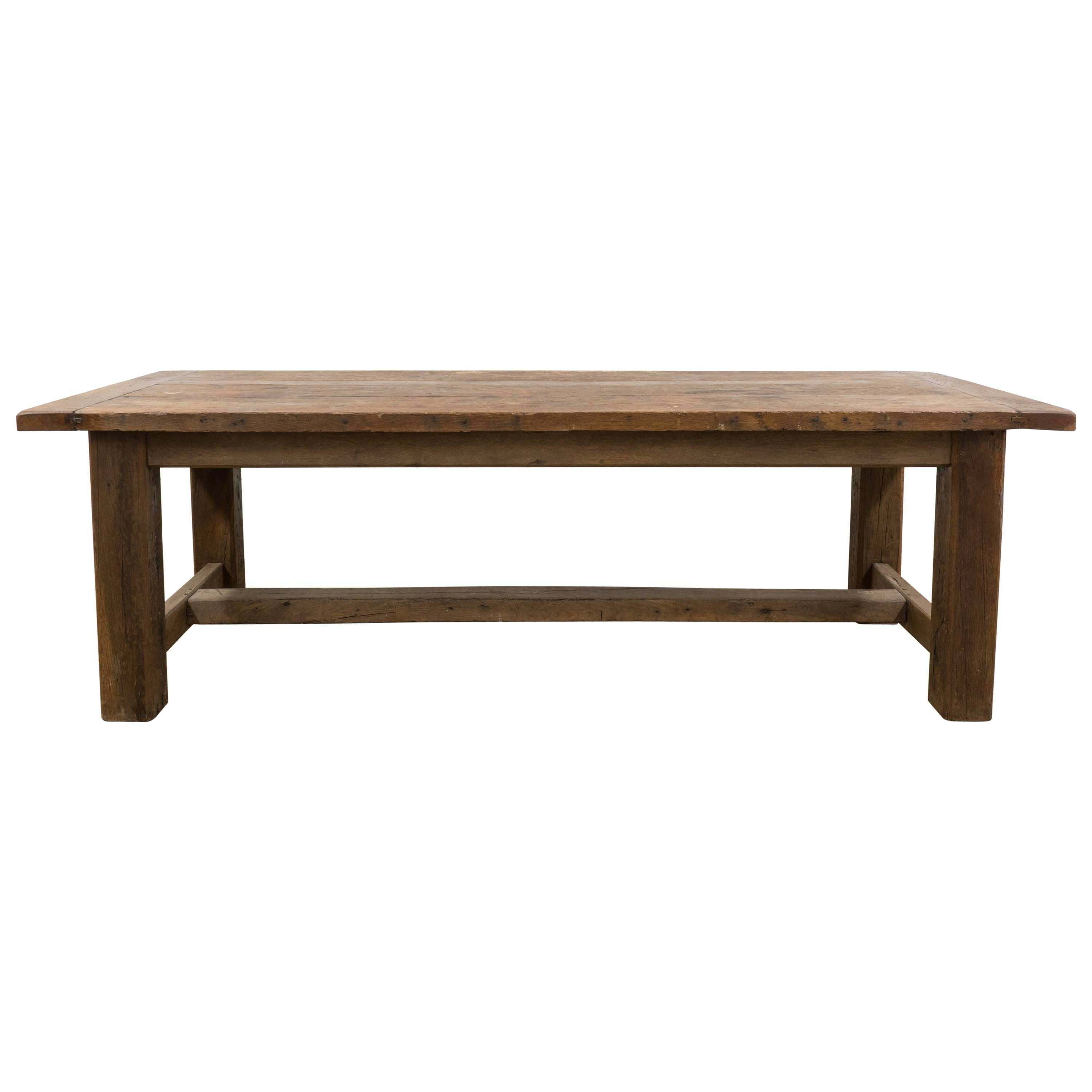 Original French, 1900 Oak Plank Dining Table