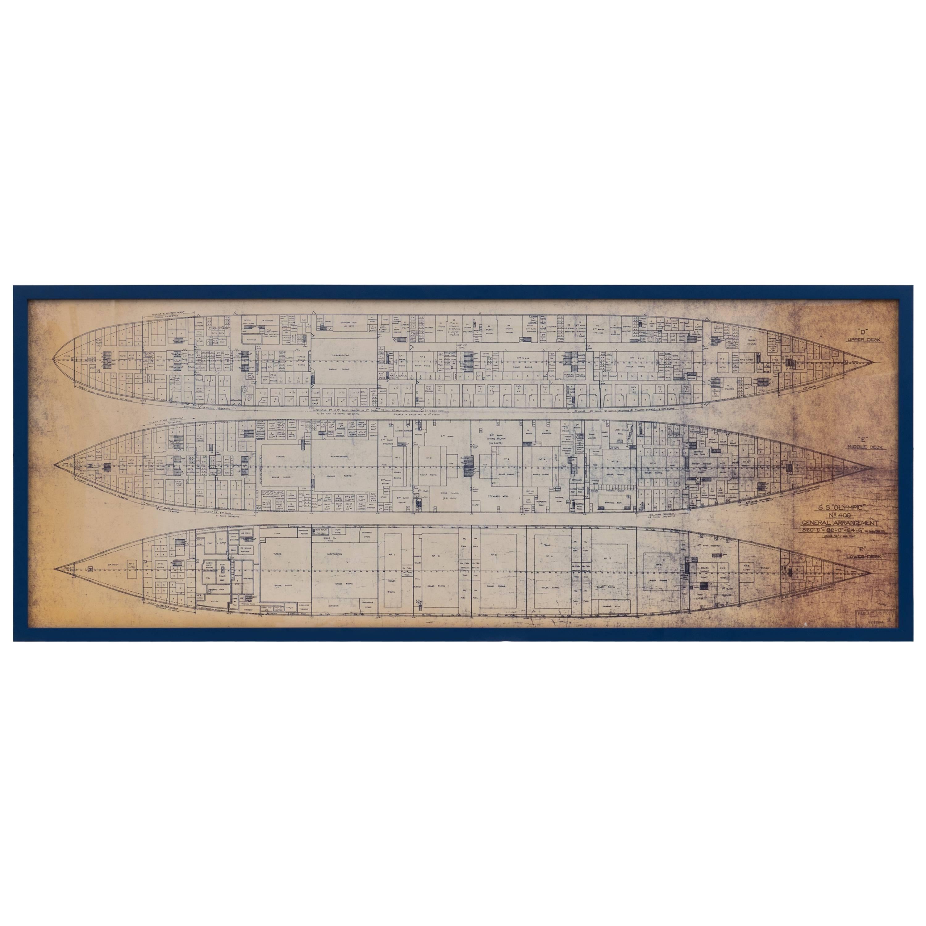 Newly Framed S.S. Olympic Blueprint