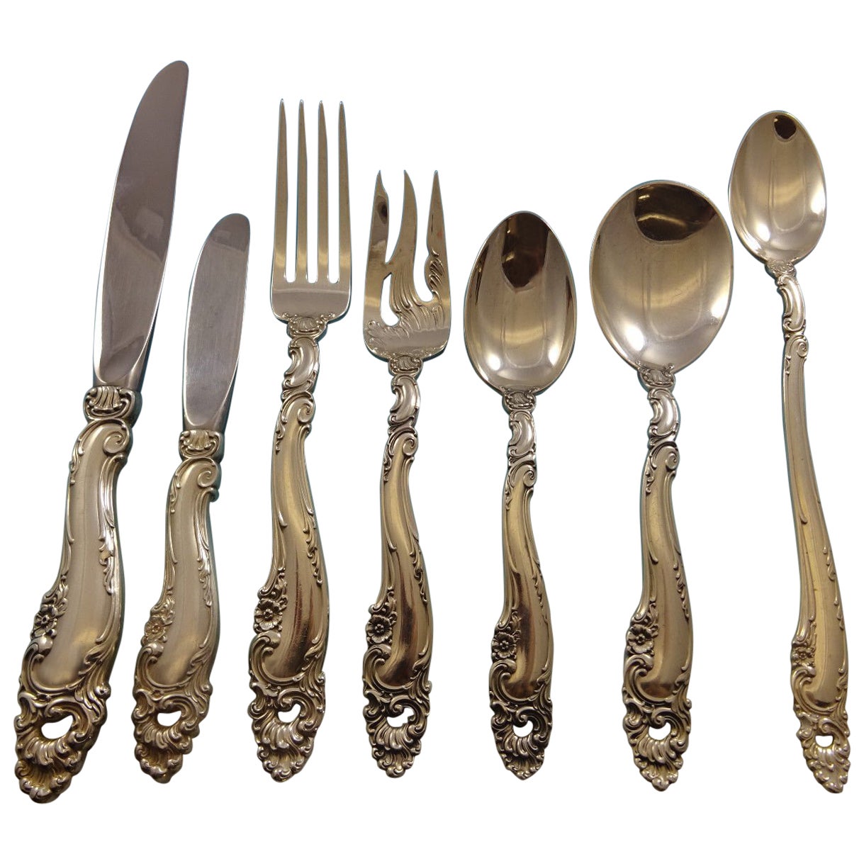 Posen 800 Silver Flatware Individual Fish Service Set Figural Woman