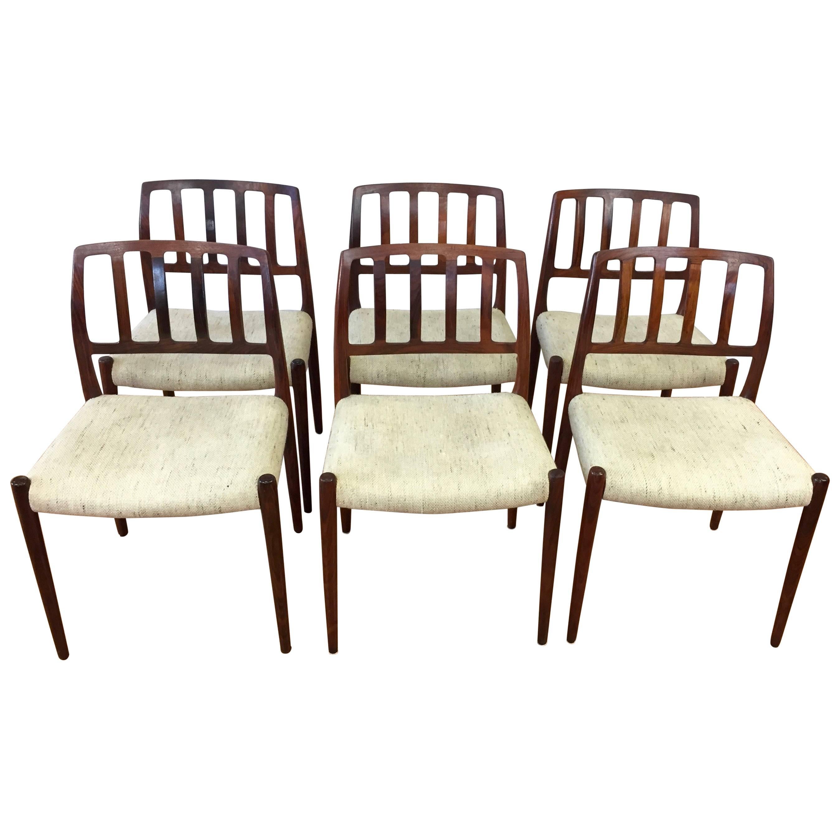 Set of Six Niels Møller “Model 83” Rosewood Dining Chairs for J.L. Møller