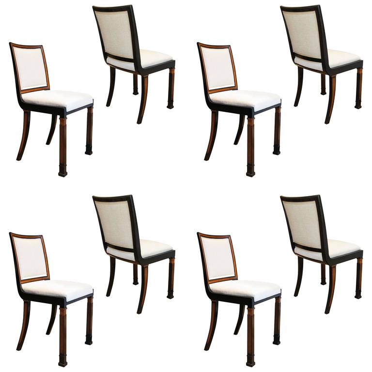 Set of Eight Modern Classicism Dining Chairs in Elm by 
