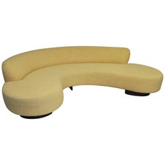 Vladimir Kagan Serpentine Sofa on Walnut Bases