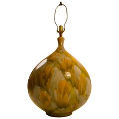 Very Large Ceramic Drip Glaze Lamp with Original Shade 12