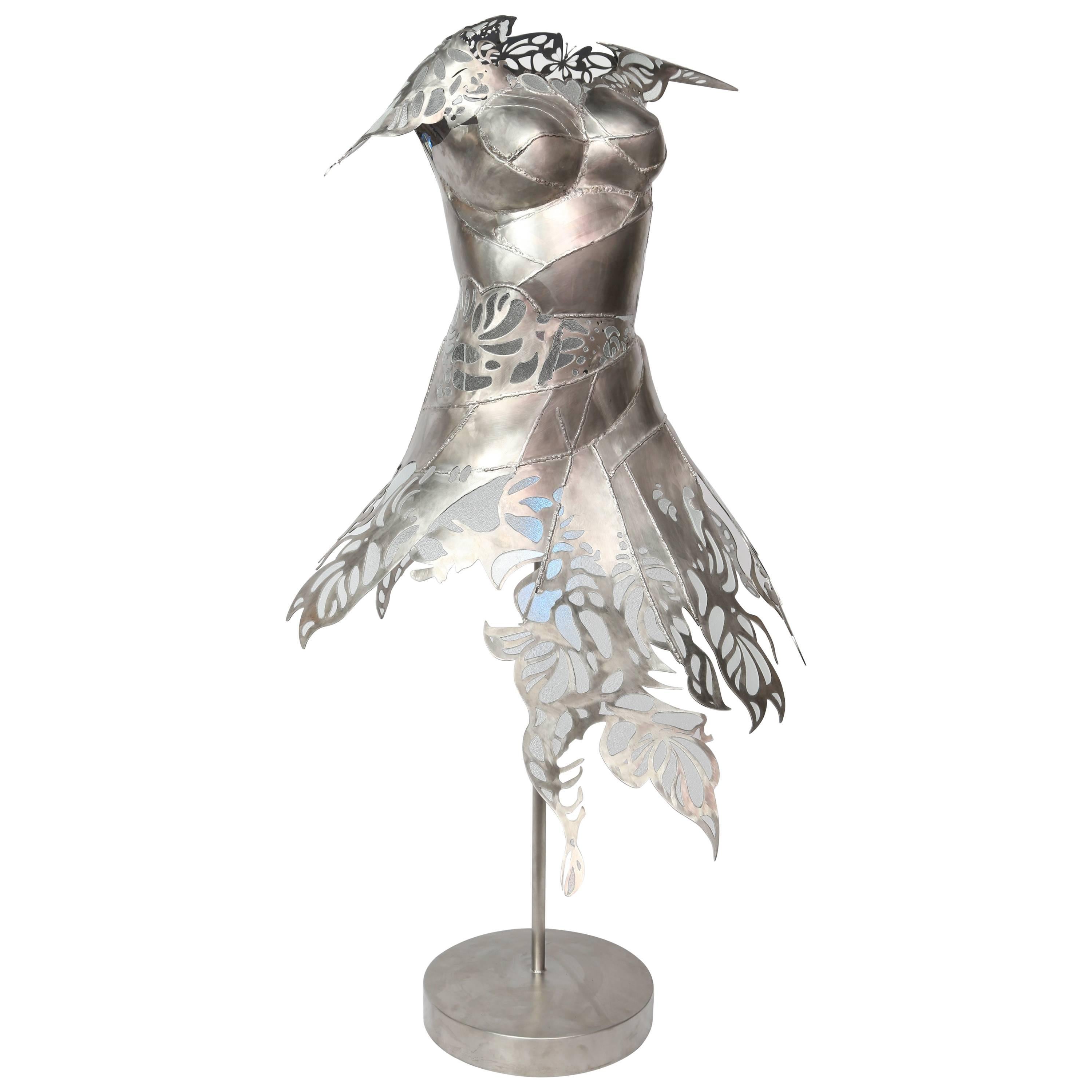 Illuminating Steel and Glass Euphoric Dress Sculpture