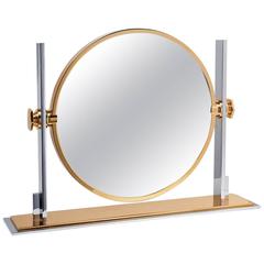 Karl Springer Chrome and Brass Vanity Mirror 5
