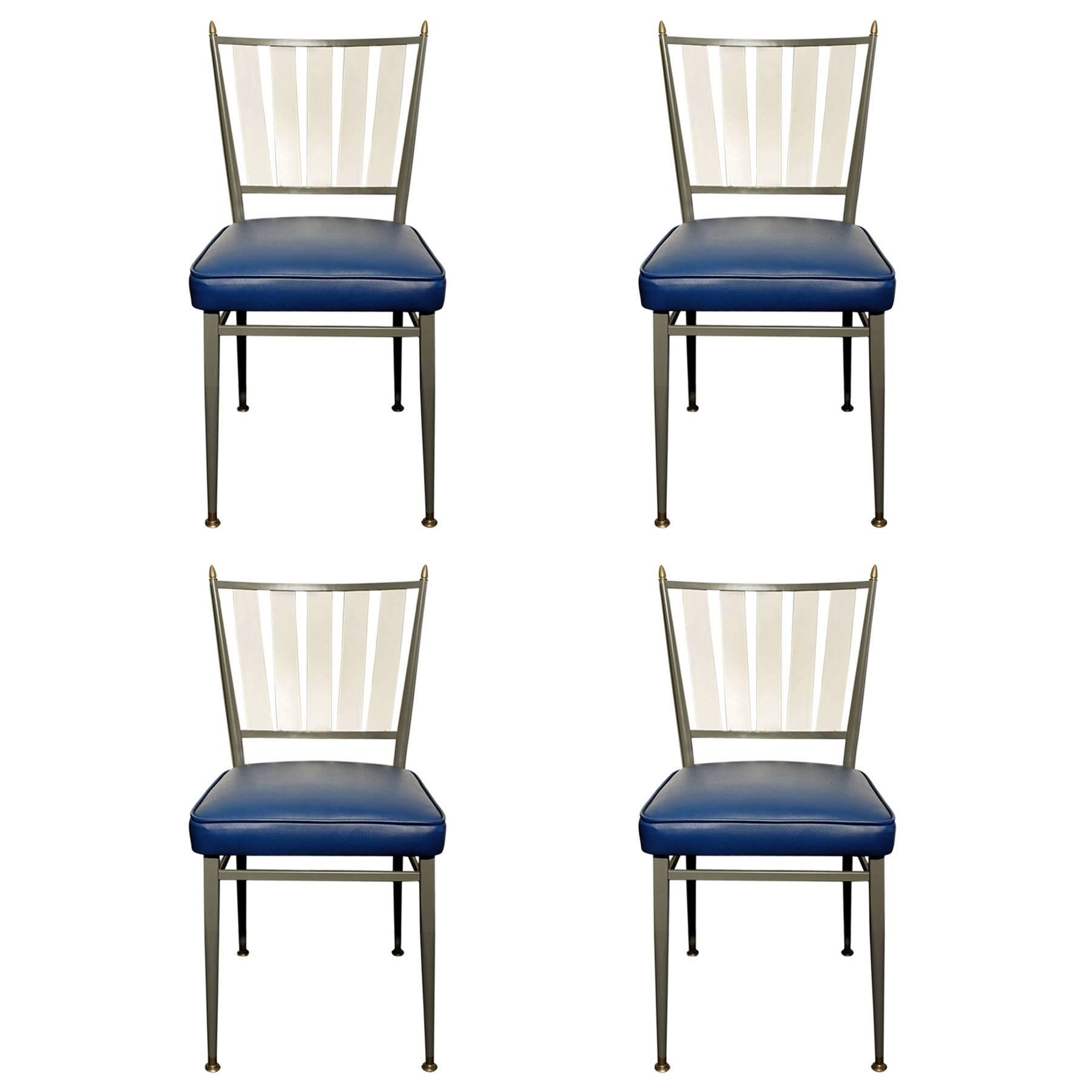 Set of Four Chromcraft 1950s Slat Back Dinette Chairs