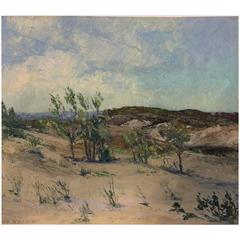 Vintage Theodore Winfield, Dunes with Trees, Oil on Canvas, Signed
