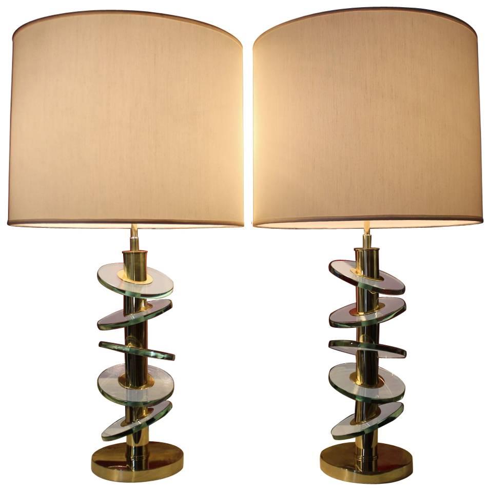 "Saturn" Brass Table Lamps