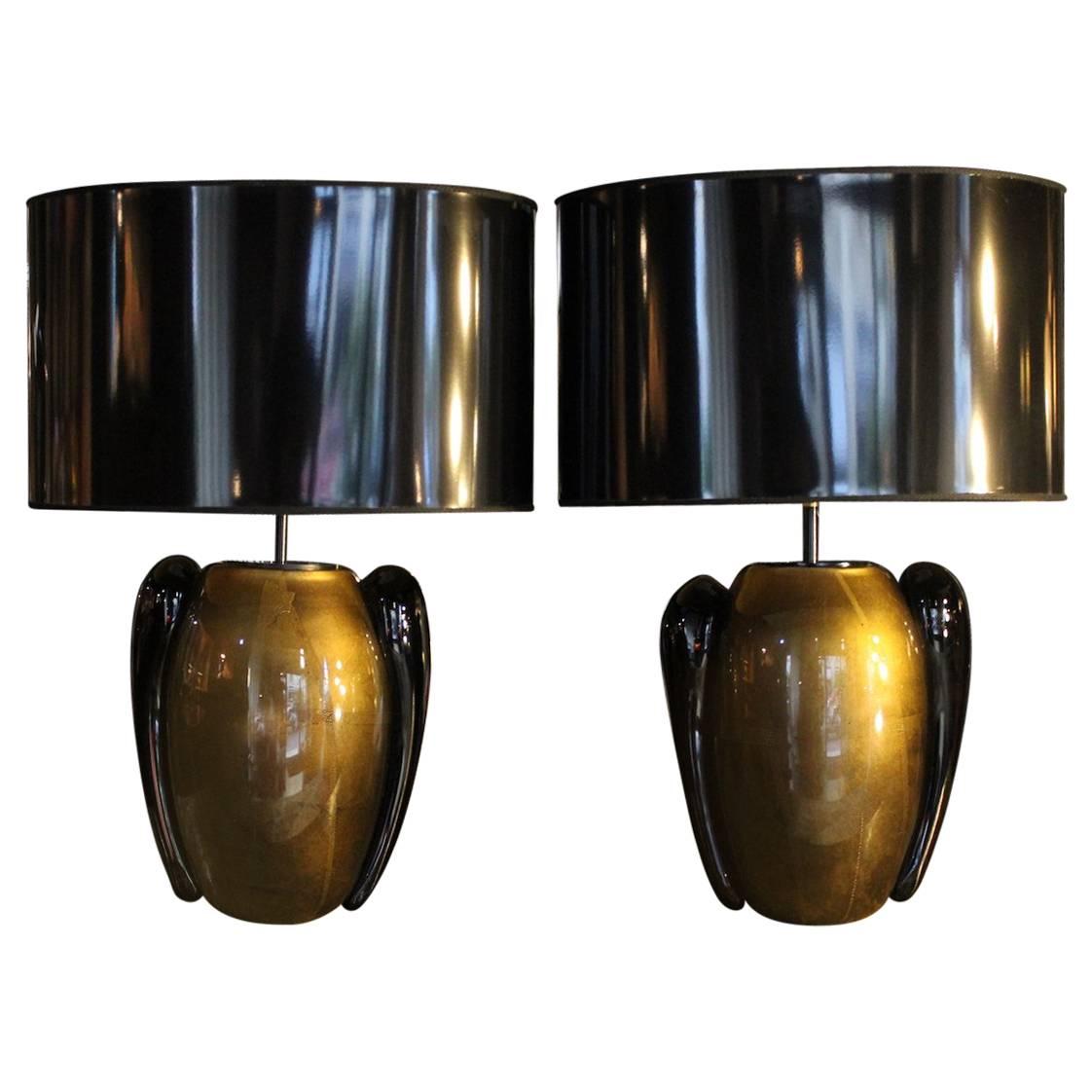 "Pino Signoretto" Murano Glass Table Lamps For Sale