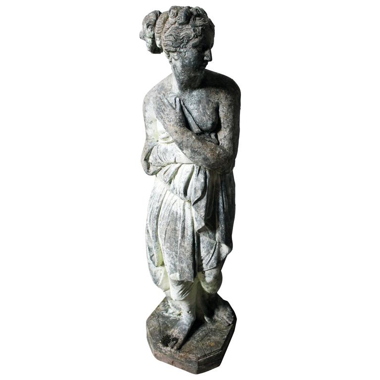Late 19th Century Faux Lead Painted Stone Statue of the Capitoline