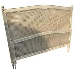 French Antique Original Painted King-Size Bed, Rattan 6