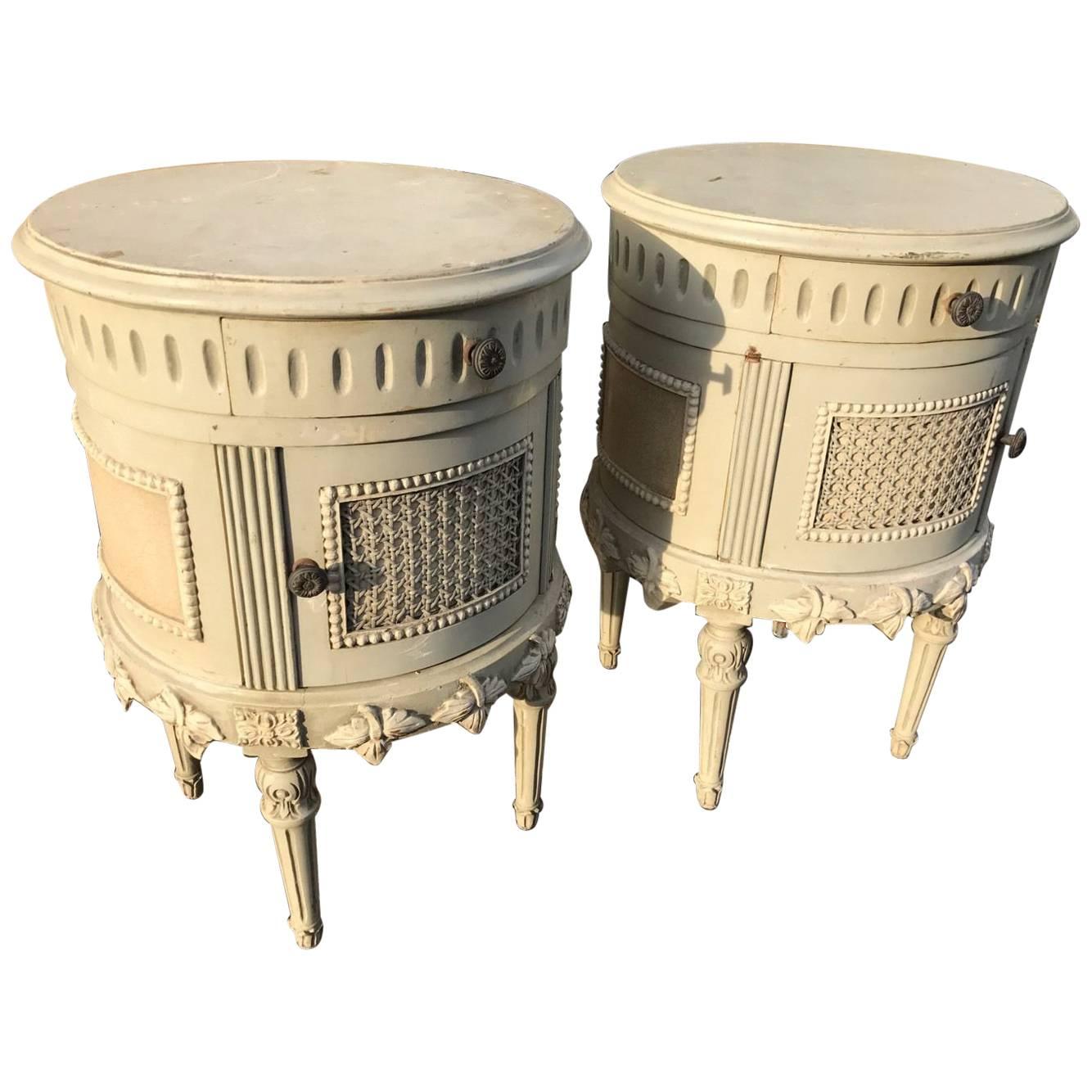 Pair of French Shabby Bedside Tables