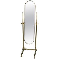 Rare 1960s Standing Mirror with Dolphin Feet