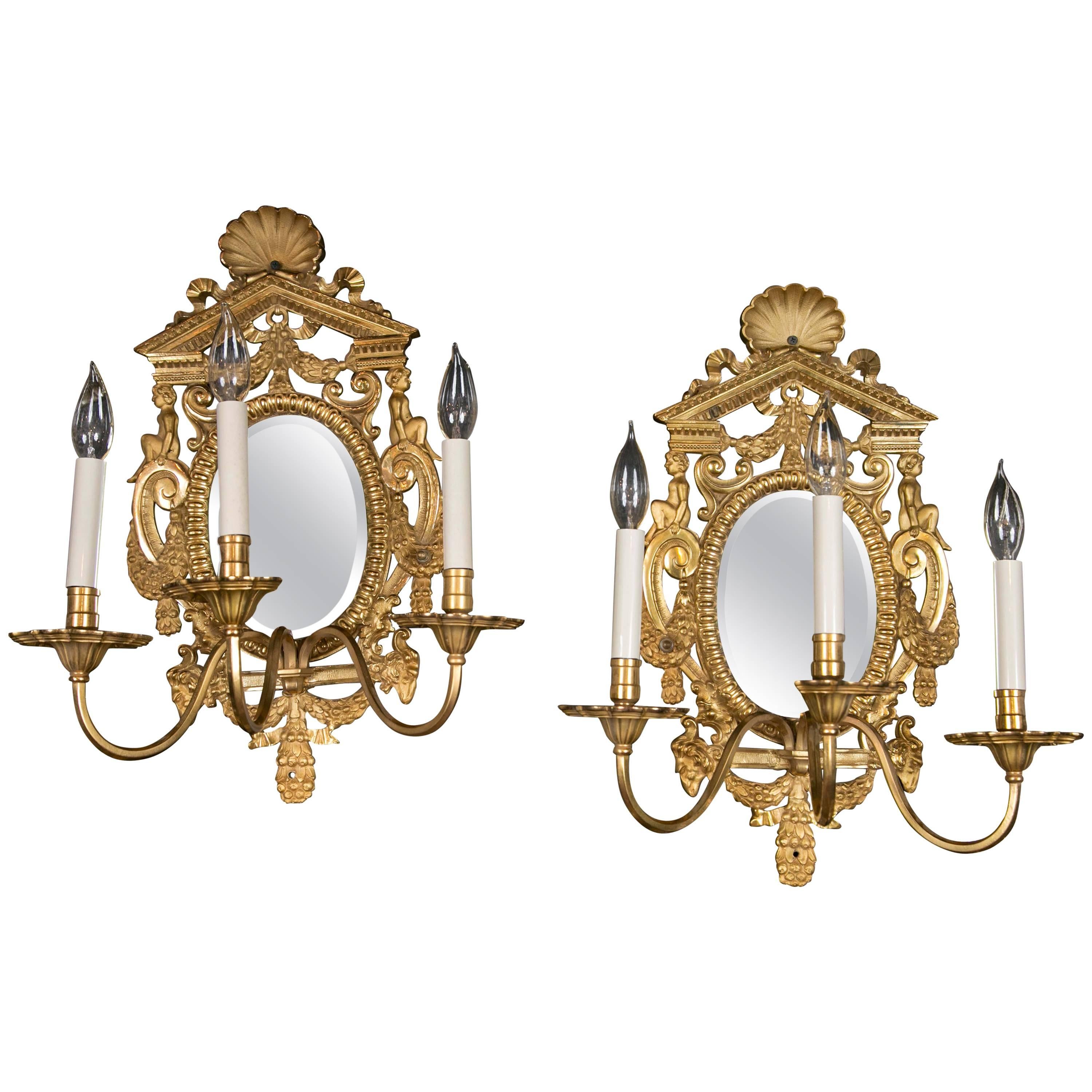 Gilt Bronze Caldwell Sconces For Sale