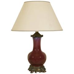 19th Century Ox Blood Chinese Vase Table Lamp with a Louis XV Style Bronze Base