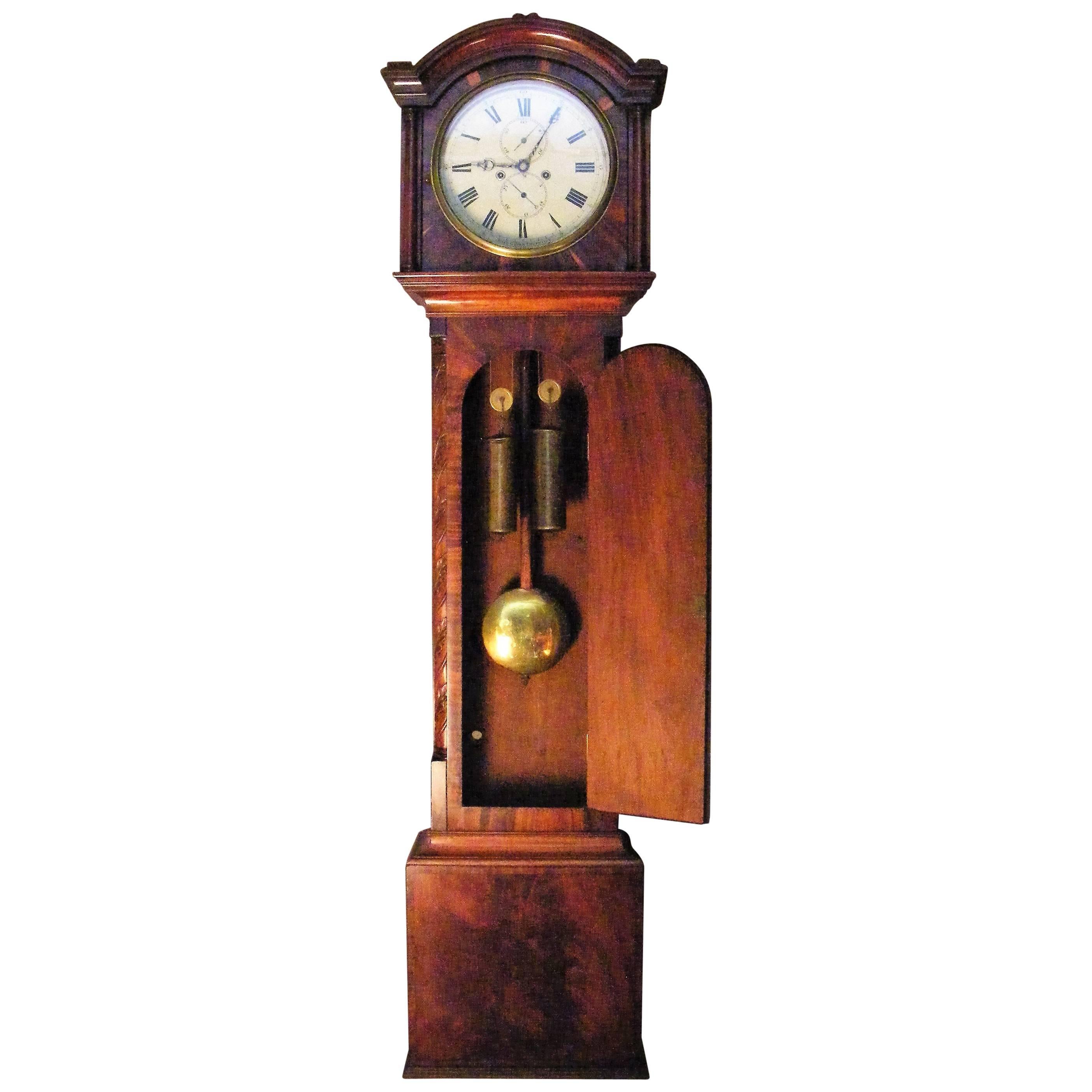 This exceptionally Fine Grandfather Clock by John Gillan of Keith Hall Inverurie.
Dated circa 1837 has the finest mechanism heavy quality brass works even with blued screws double train movement striking the hour and with second hand and date