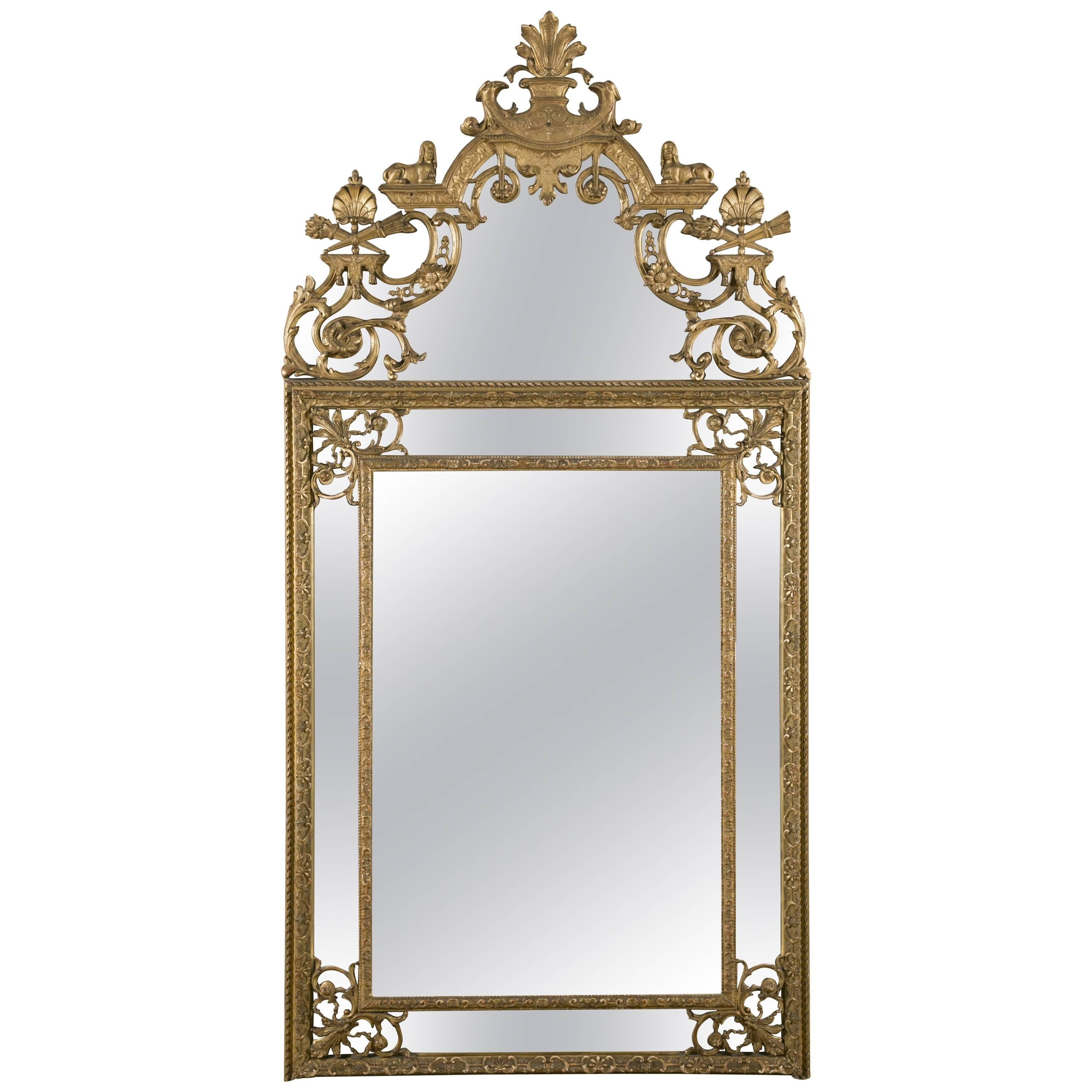 19th Century French Regence Style Carved Giltwood Mirror with Parcloses For Sale