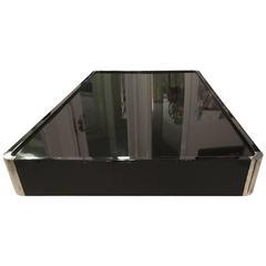 Willy Rizzo Black Lacquered Coffee Table with Chrome Mounts, circa 1970