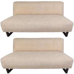 Pair of Mid-Century Modern Sled Leg Slipper Sofas 8
