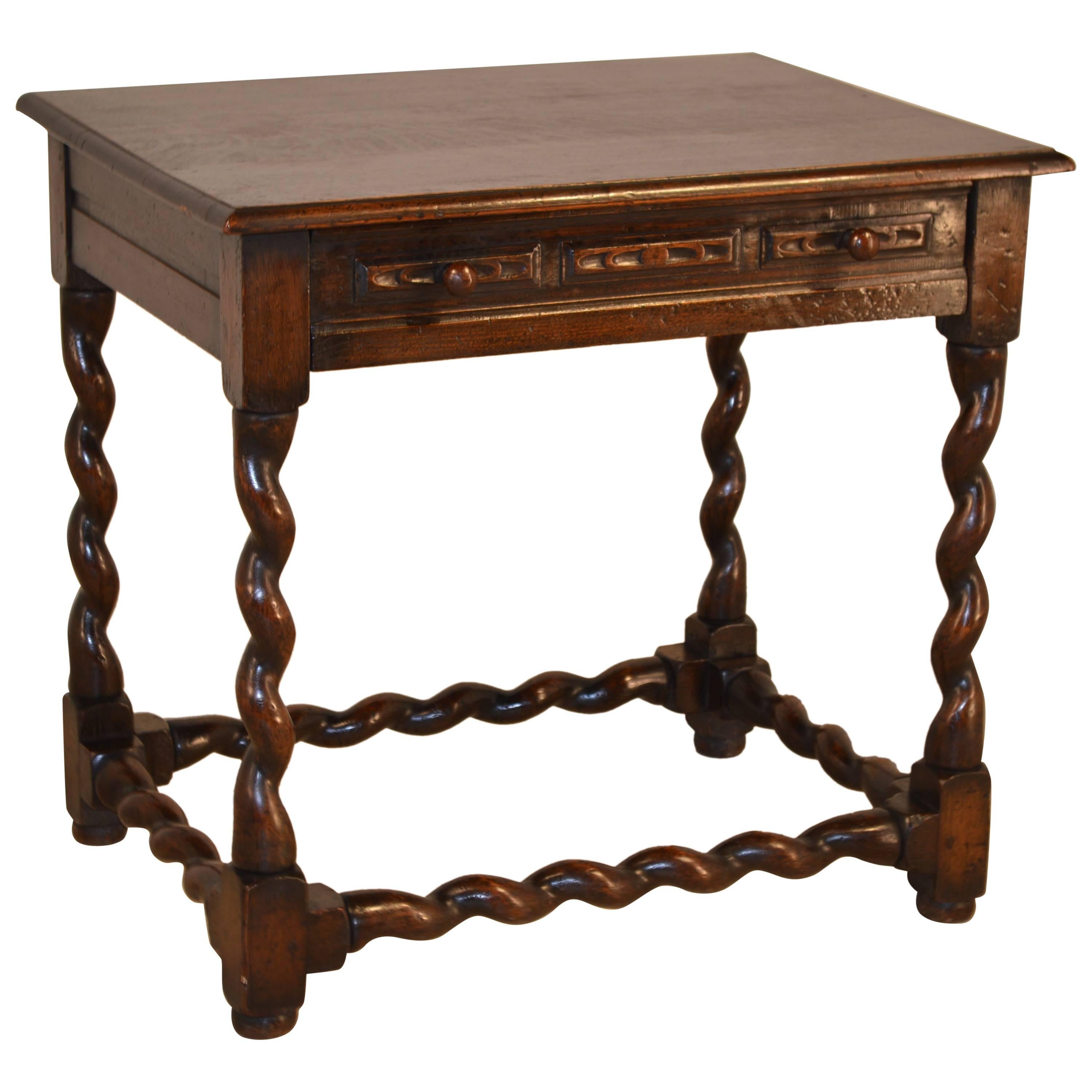 19th Century English Oak Side Table with Unusual Twist