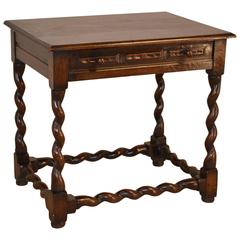 Antique 19th Century English Oak Side Table with Unusual Twist