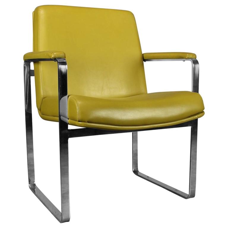 Vintage MidCentury Modern ChromcraftStyle Chrome FlatBar Chair at