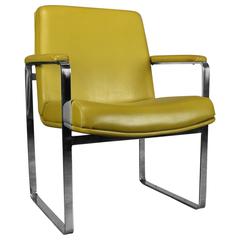 Vintage Mid-Century Modern Chromcraft-Style Chrome Flat-Bar Chair