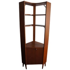 Vintage Mid-Century Modern Scandinavian Design Corner Cabinet Bookcase or Stereo Cabinet