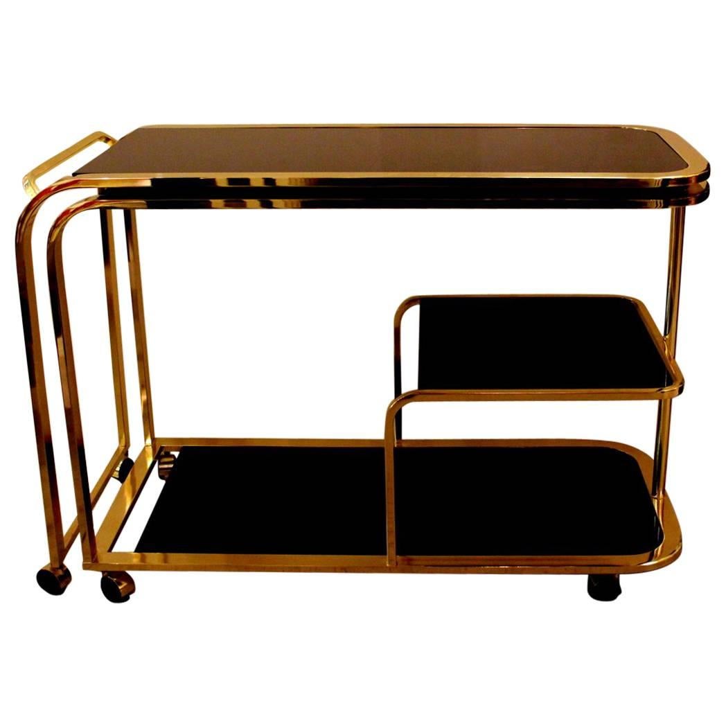 Expandable Brass Bar or Tea Cart by Milo Baughman for DIA