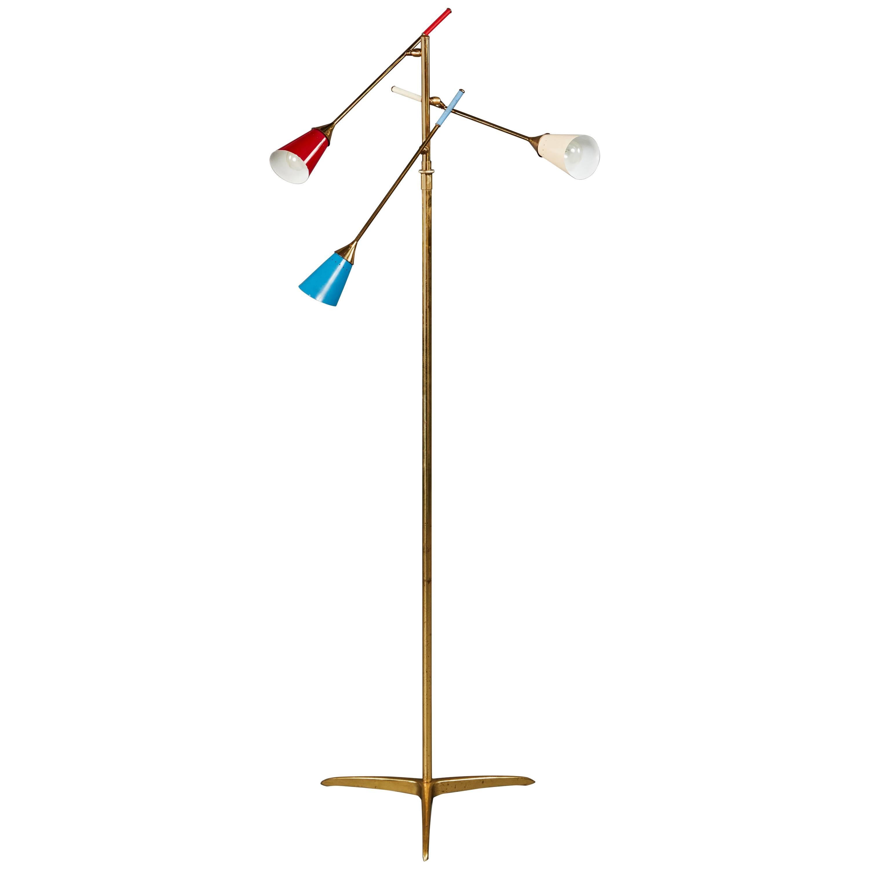 Italian Adjustable Three-Arm Floor Lamp