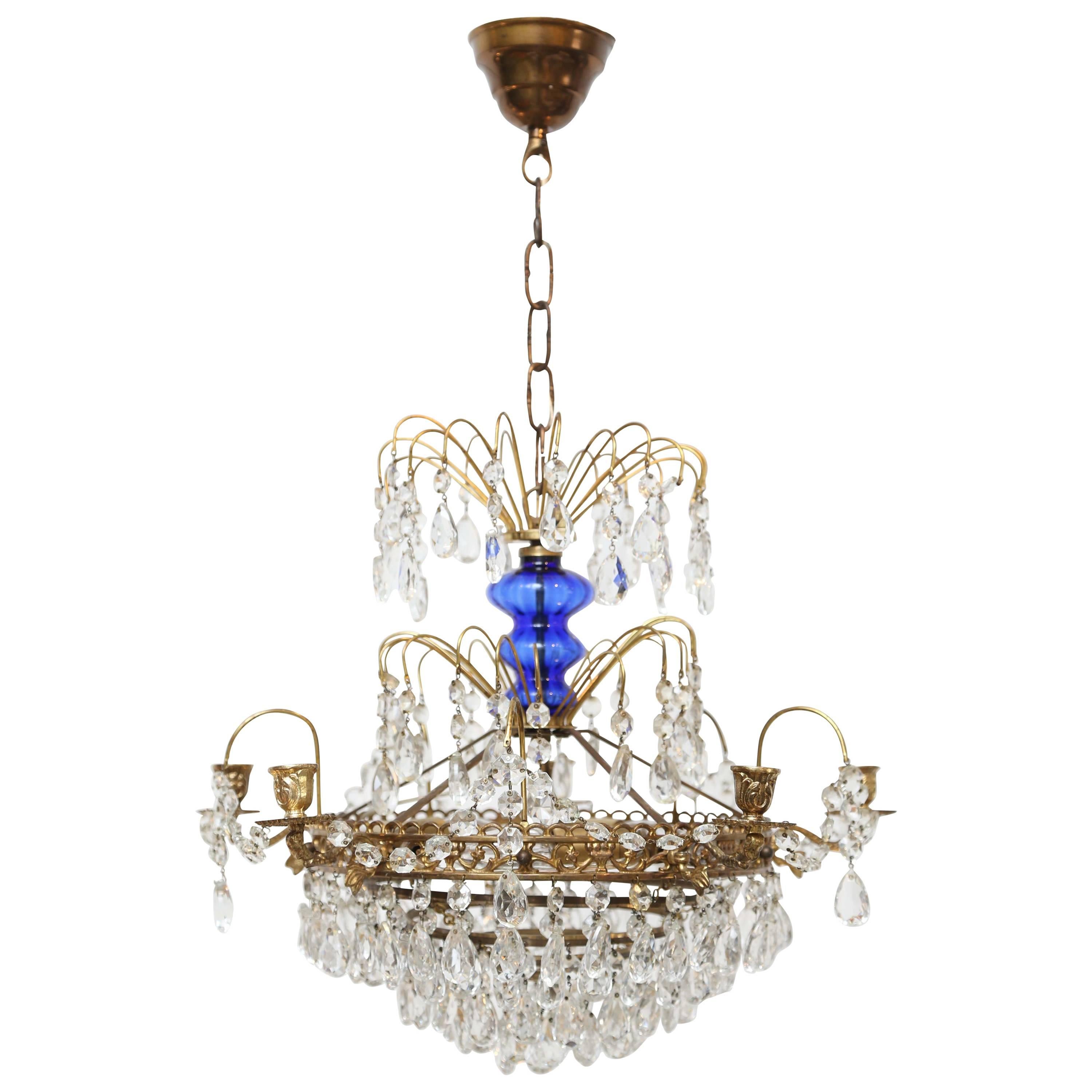  Antique Swedish Louis XVI style small scale chandelier  Mid 20th Century