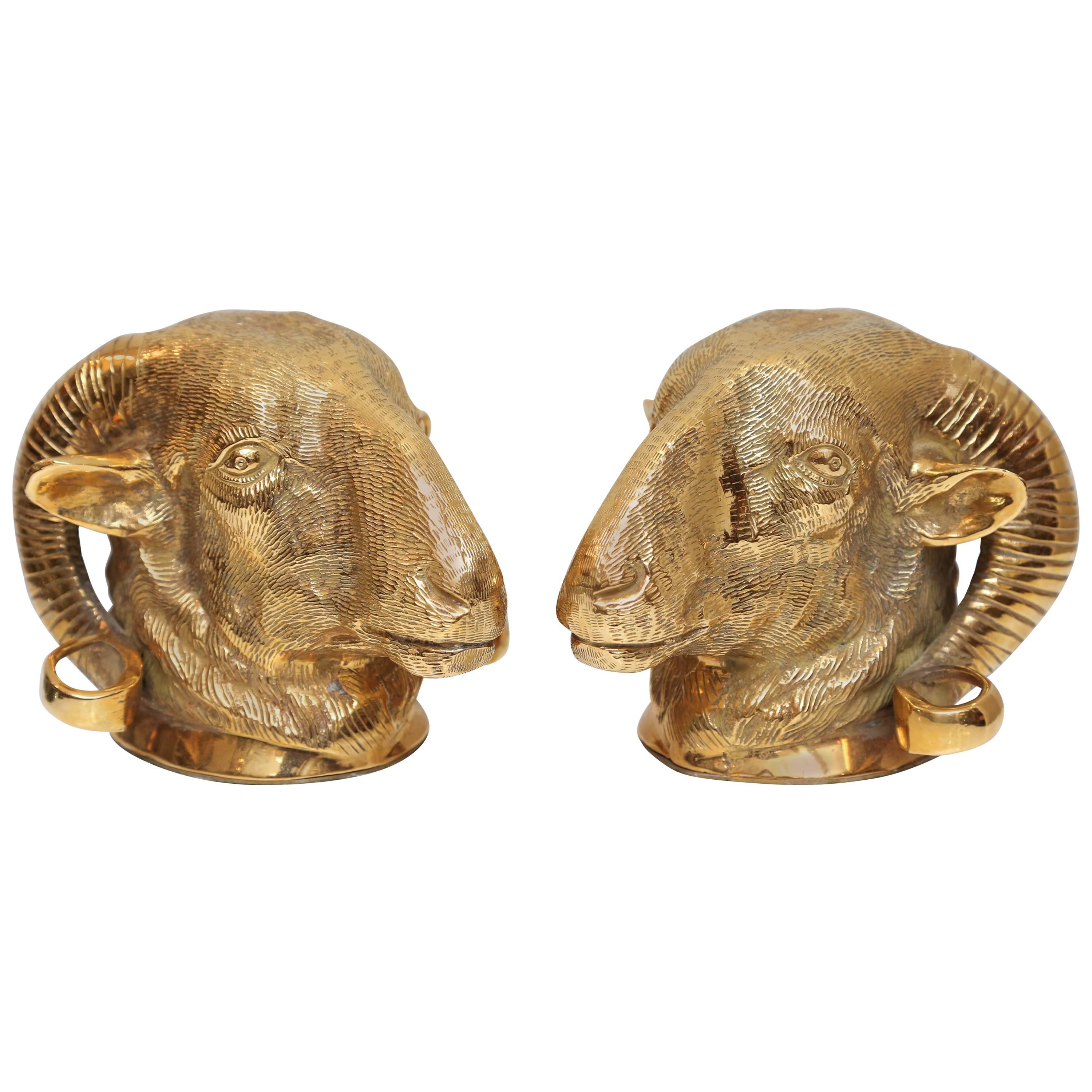 Dore Bronze Ram Head Bookends