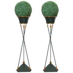 Pair of Neoclassical Tripod Tole Planters with Liners
