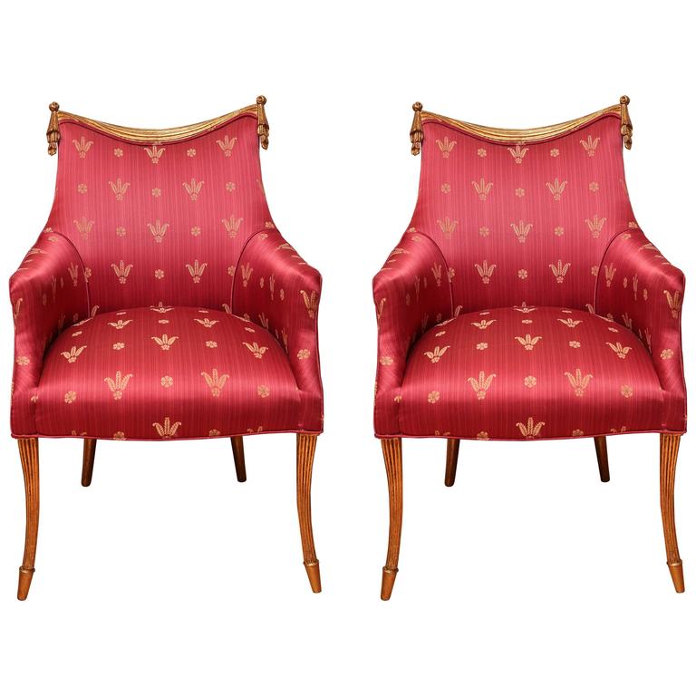 Pair of Hollywood Regency Armchairs For Sale at 1stdibs