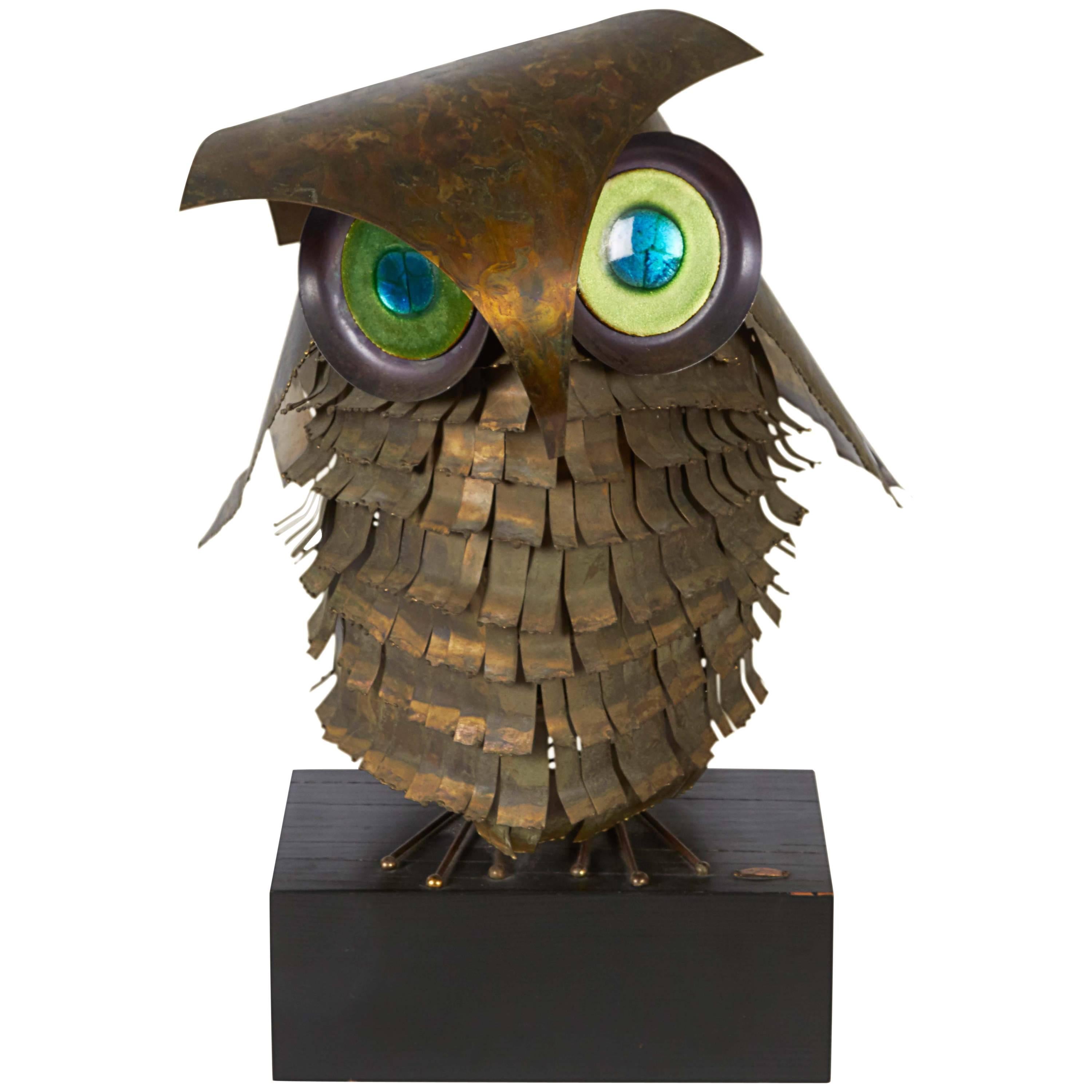 Curtis Jere Brutalist Owl Sculpture, Signed and Dated