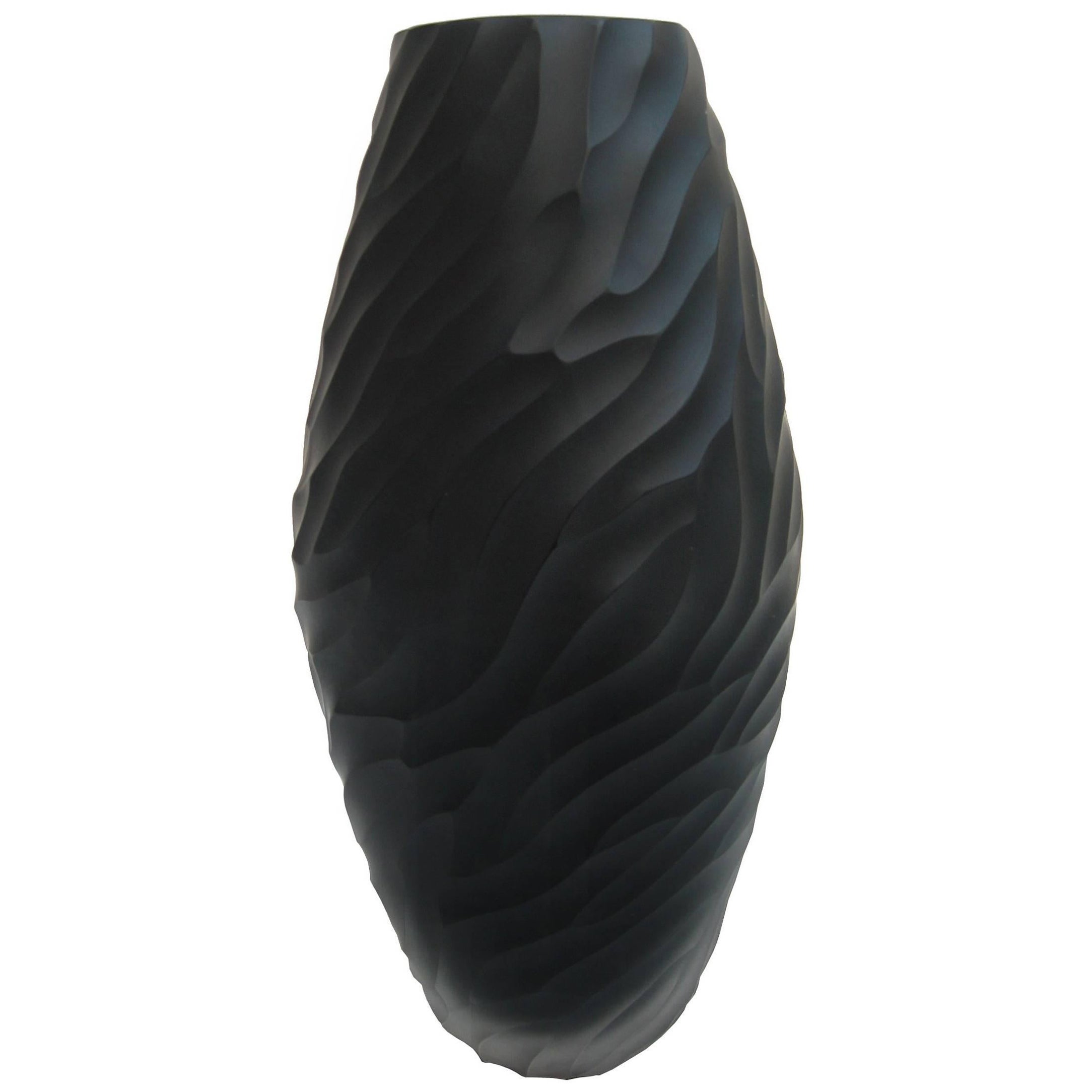Ferro Italian Murano Art Glass Black Vase Italy 1990