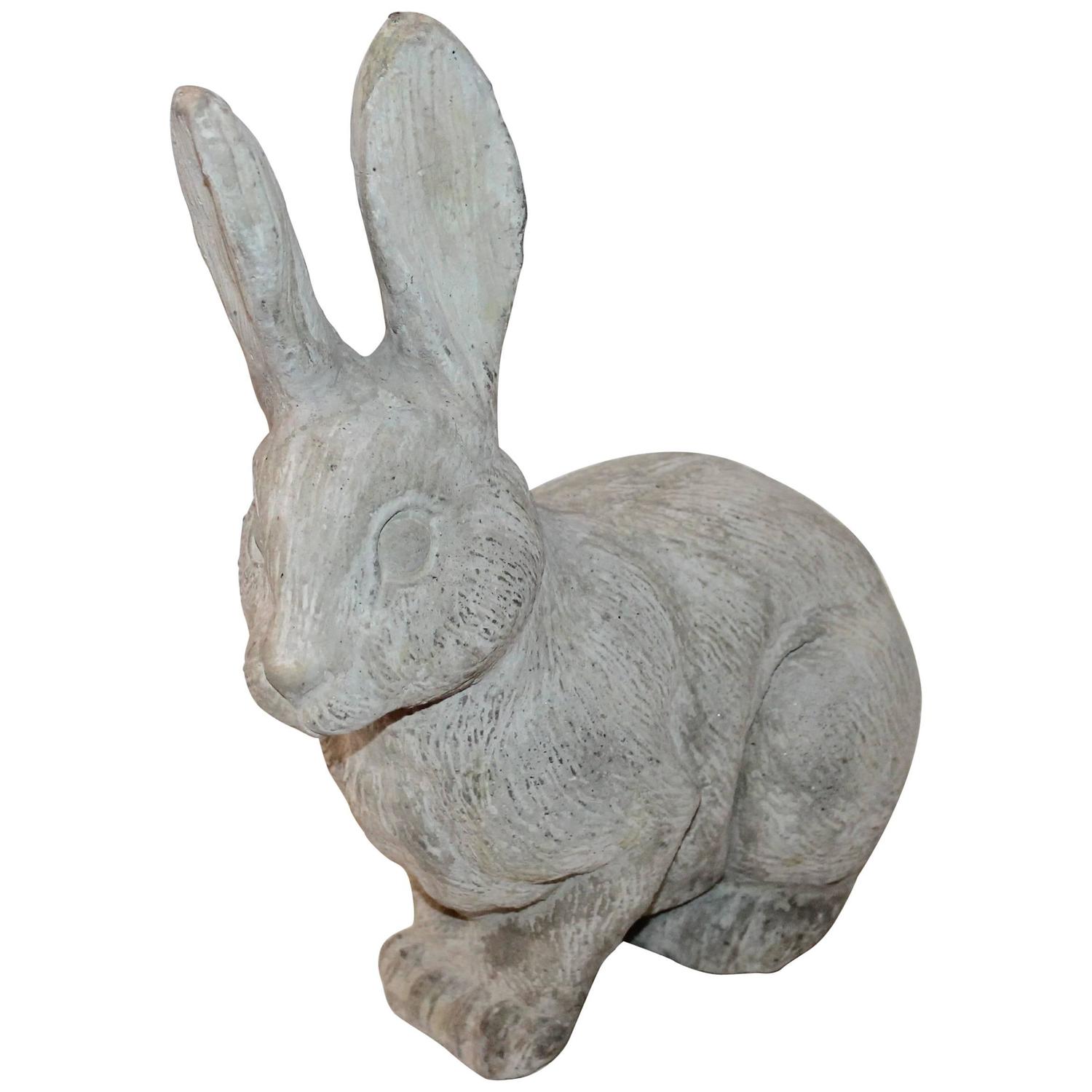 1930s Painted Concrete Garden Rabbit For Sale at 1stdibs