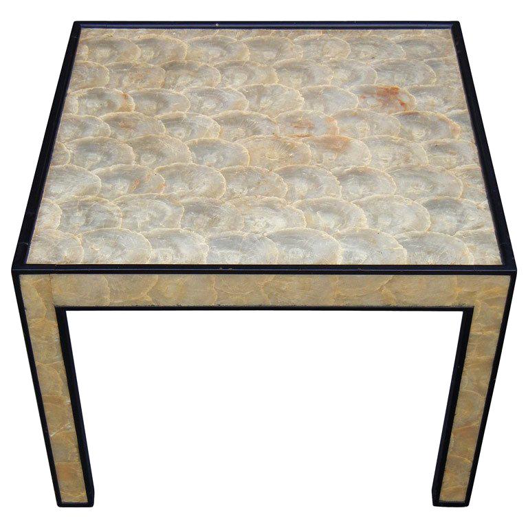 Frances Elkins Capiz Shell Clad Occasional Table For Sale