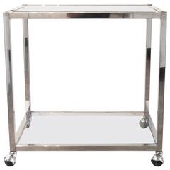 Milo Baughman Style Chrome Bar Cart