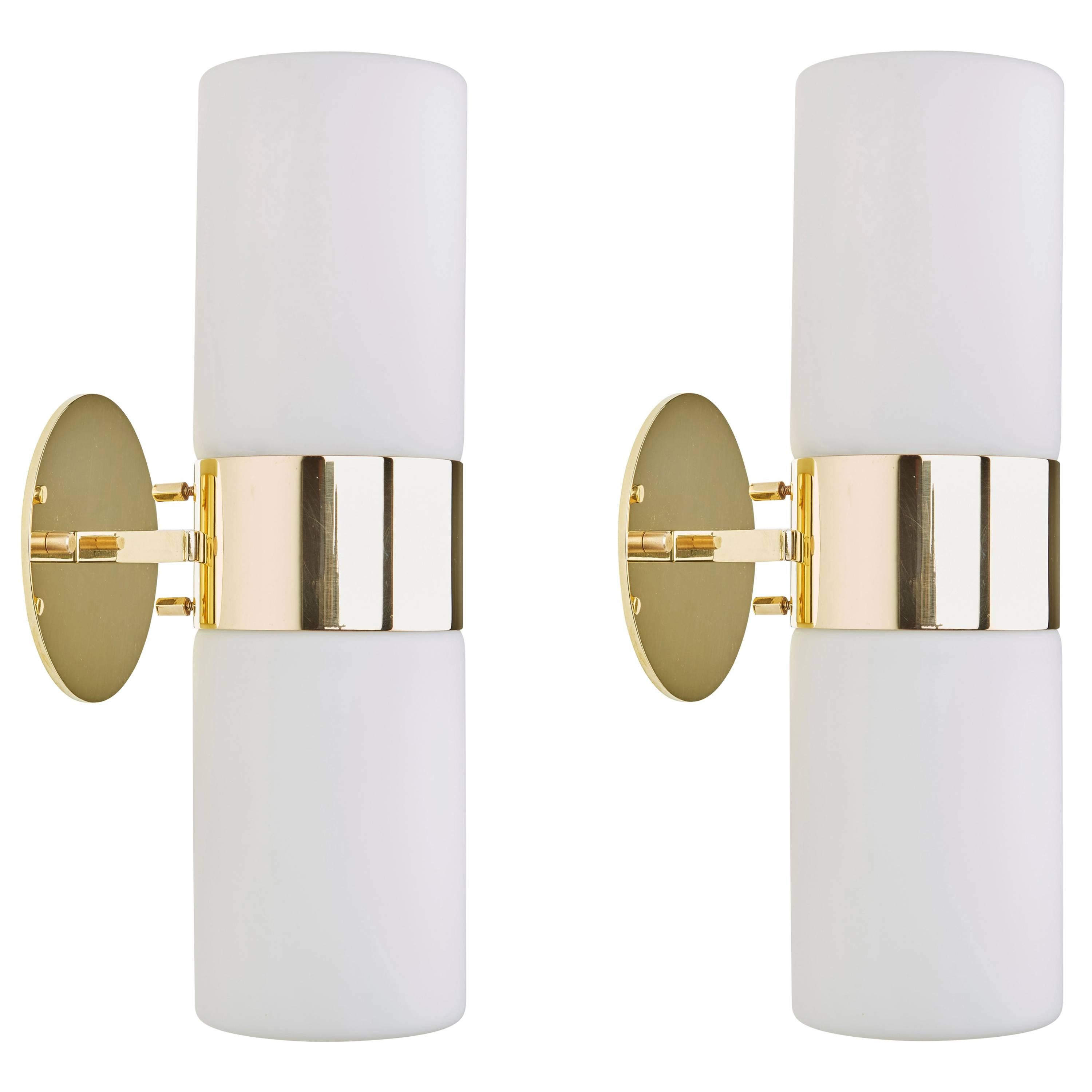 Pair of Brass and Glass Stilnovo Sconces