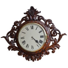 Antique Exceptional Victorian Wall Clock, Large Mahogany Clock