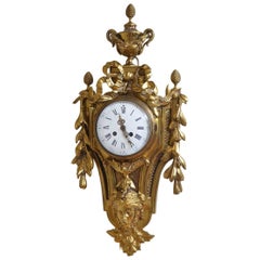 Antique 19th Century Gilt Metal Cartel Clock, Wall Clock
