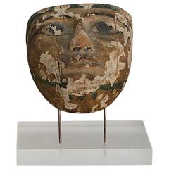 Ancient Mummy Mask in Carved Wood